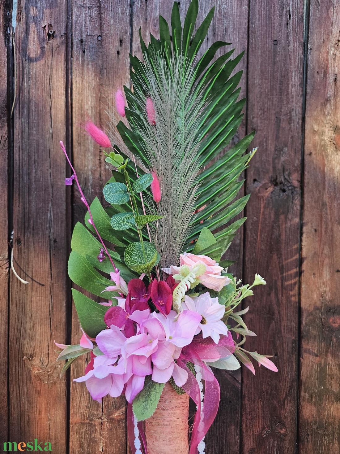 Ballagási csokor vállra akasztható pink - otthon & életmód - virágdekoráció - virágok - virágcsokor - Meska.hu