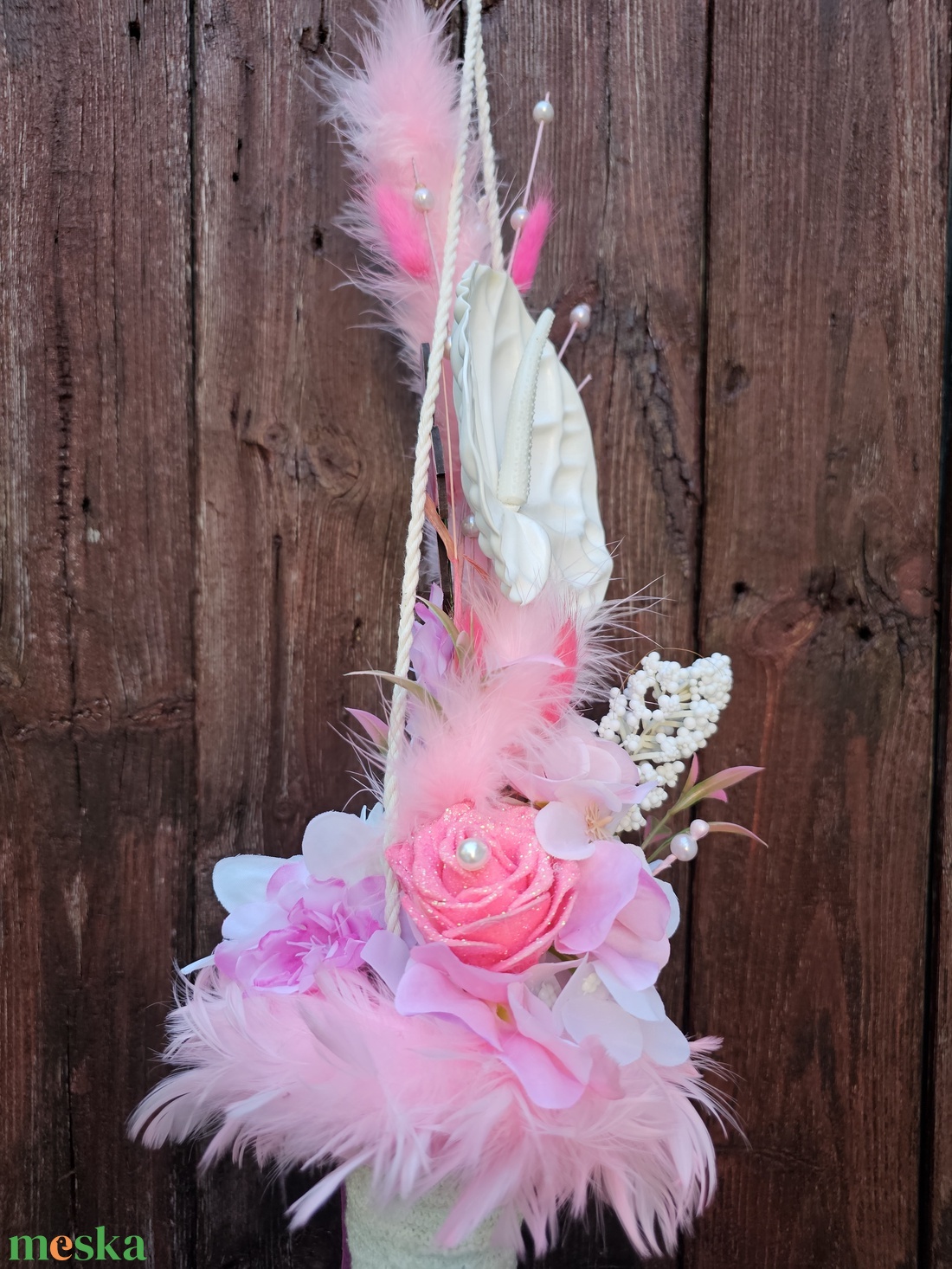 Ballagási csokor vállra akasztható pink - otthon & életmód - virágdekoráció - virágok - virágcsokor - Meska.hu