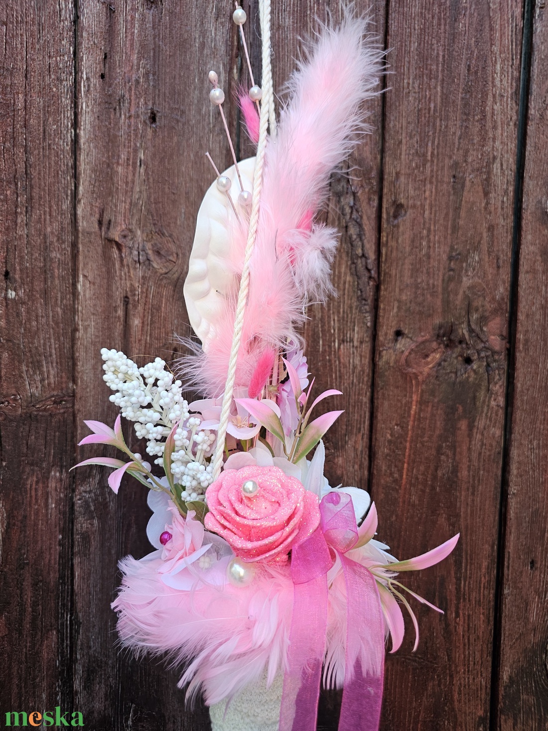 Ballagási csokor vállra akasztható pink - otthon & életmód - virágdekoráció - virágok - virágcsokor - Meska.hu