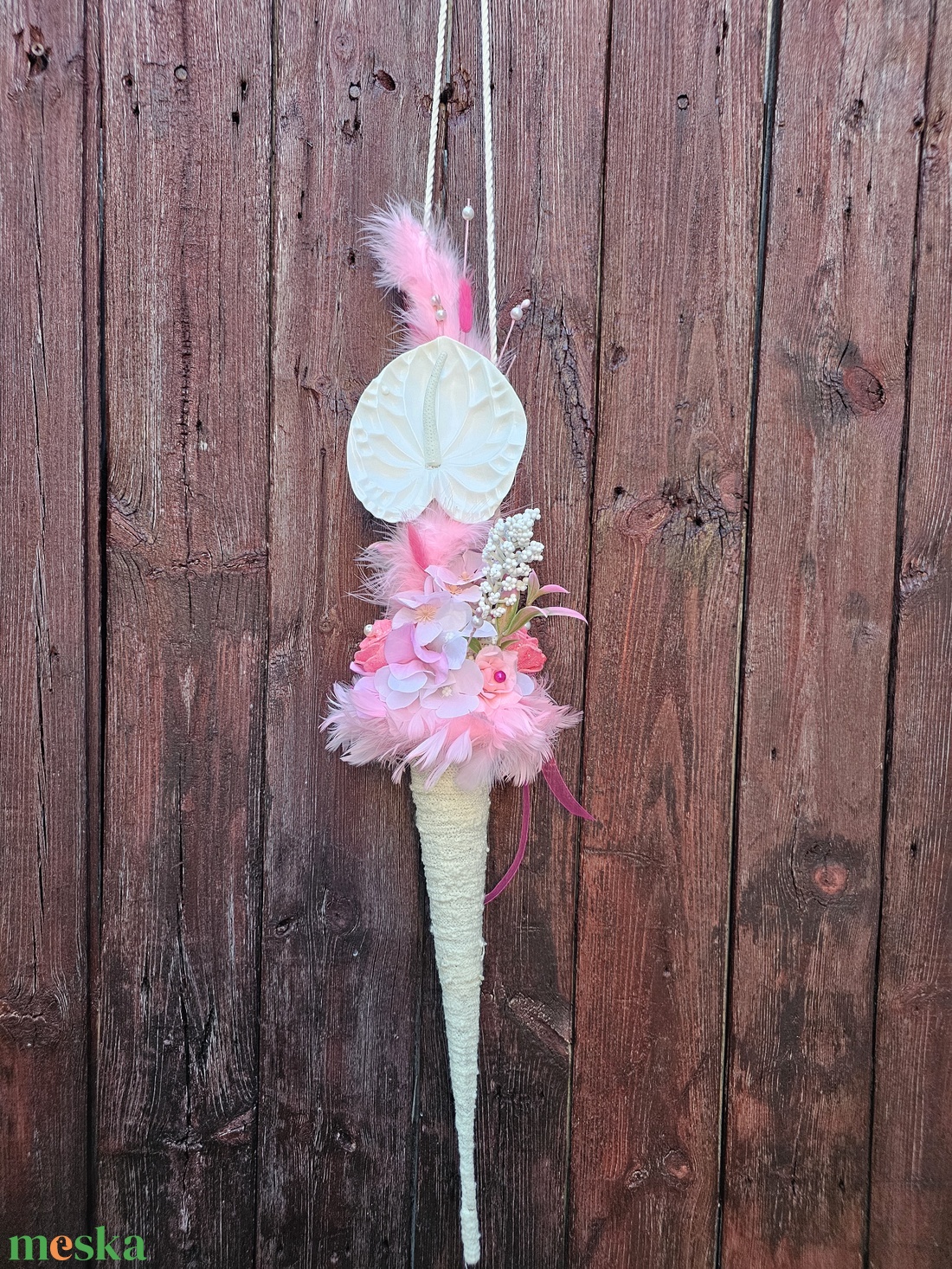 Ballagási csokor vállra akasztható pink - otthon & életmód - virágdekoráció - virágok - virágcsokor - Meska.hu