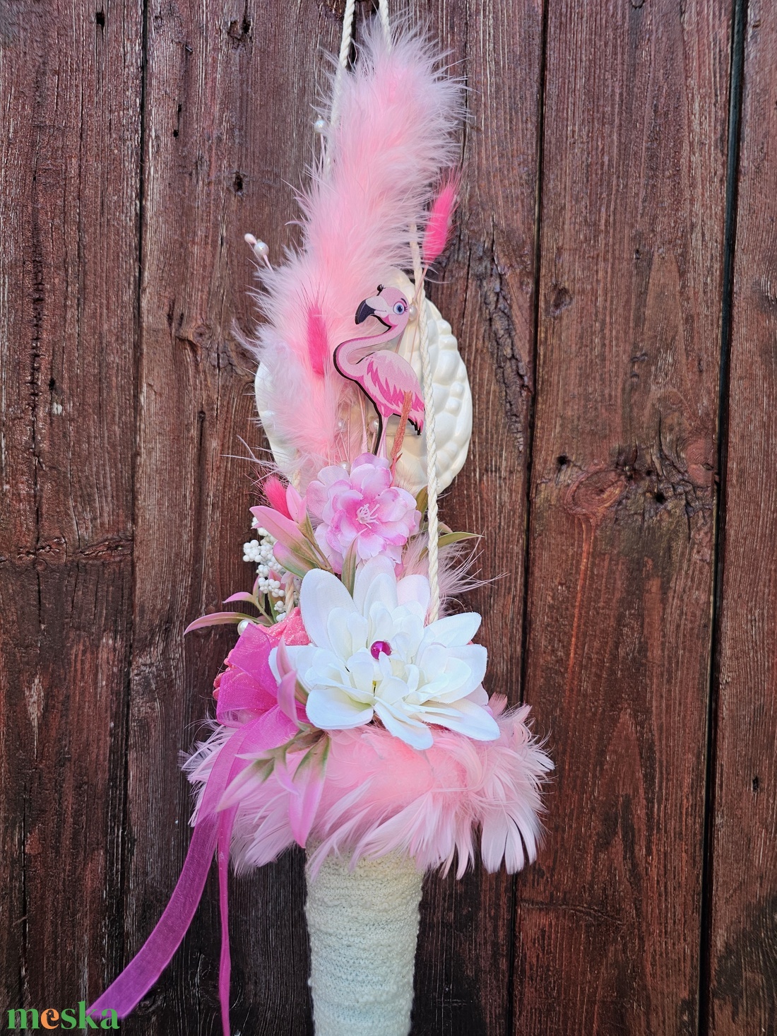 Ballagási csokor vállra akasztható pink - otthon & életmód - virágdekoráció - virágok - virágcsokor - Meska.hu