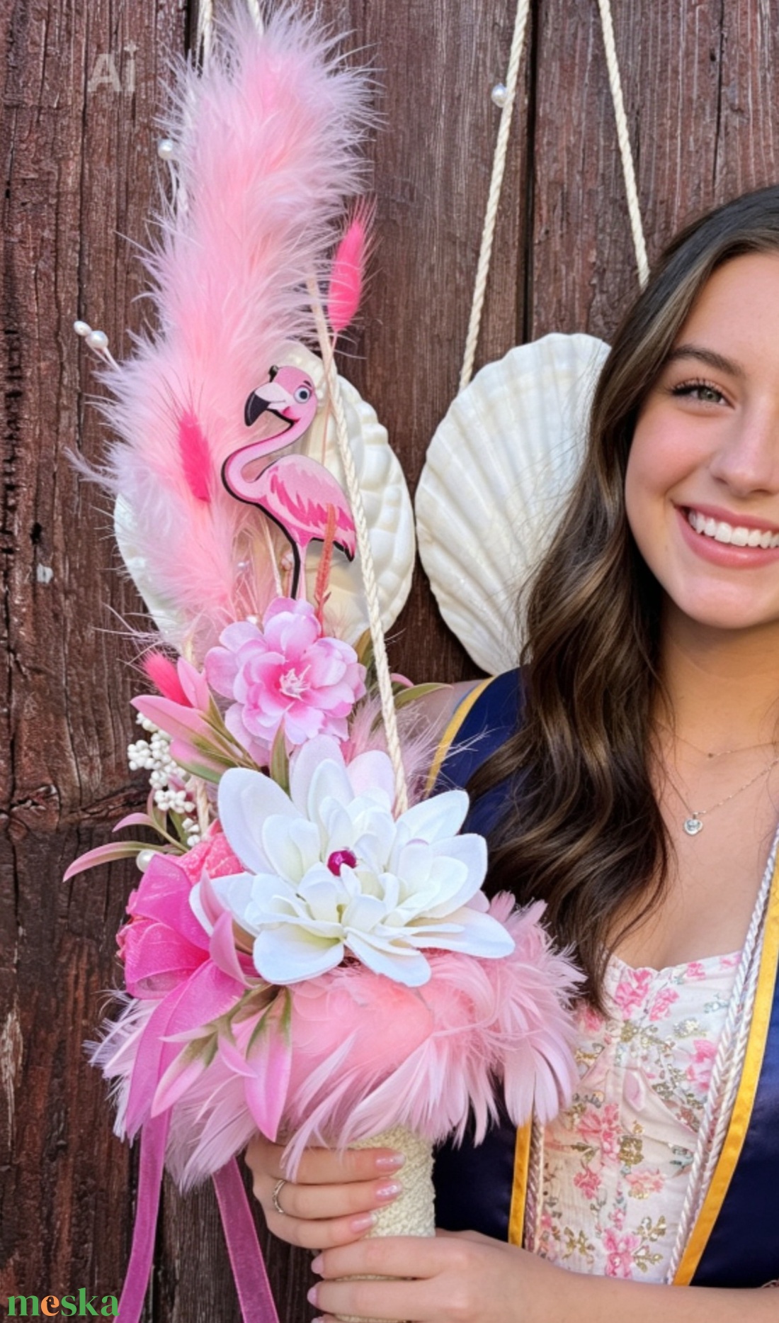Ballagási csokor vállra akasztható pink - otthon & életmód - virágdekoráció - virágok - virágcsokor - Meska.hu
