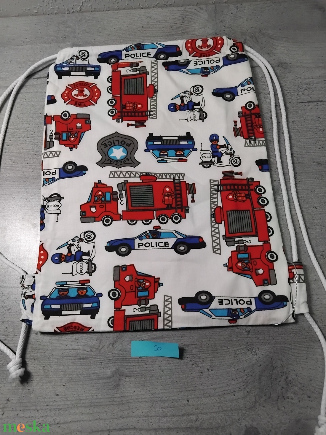Rendőrautó mintás tornazsák - táska & tok - hátizsák - tornazsák, gymbag - Meska.hu