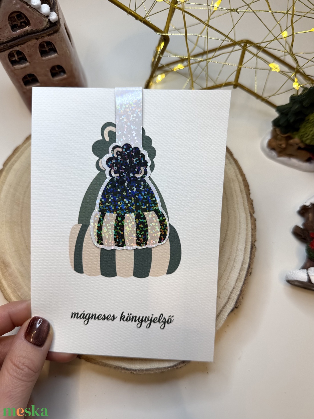 Téli sapka - mágneses könyvjelző  - könyv & zene - könyvjelző - Meska.hu