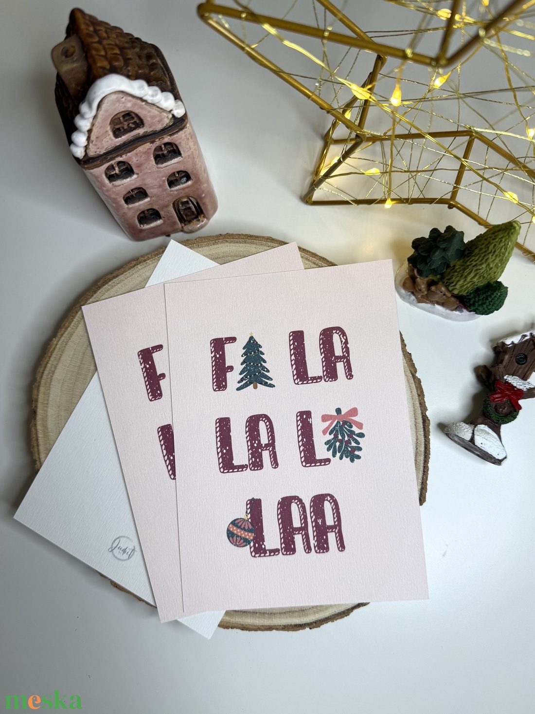 Fa la laa - képeslap  - karácsony - karácsonyi ajándékozás - karácsonyi képeslap, üdvözlőlap, ajándékkísérő - Meska.hu