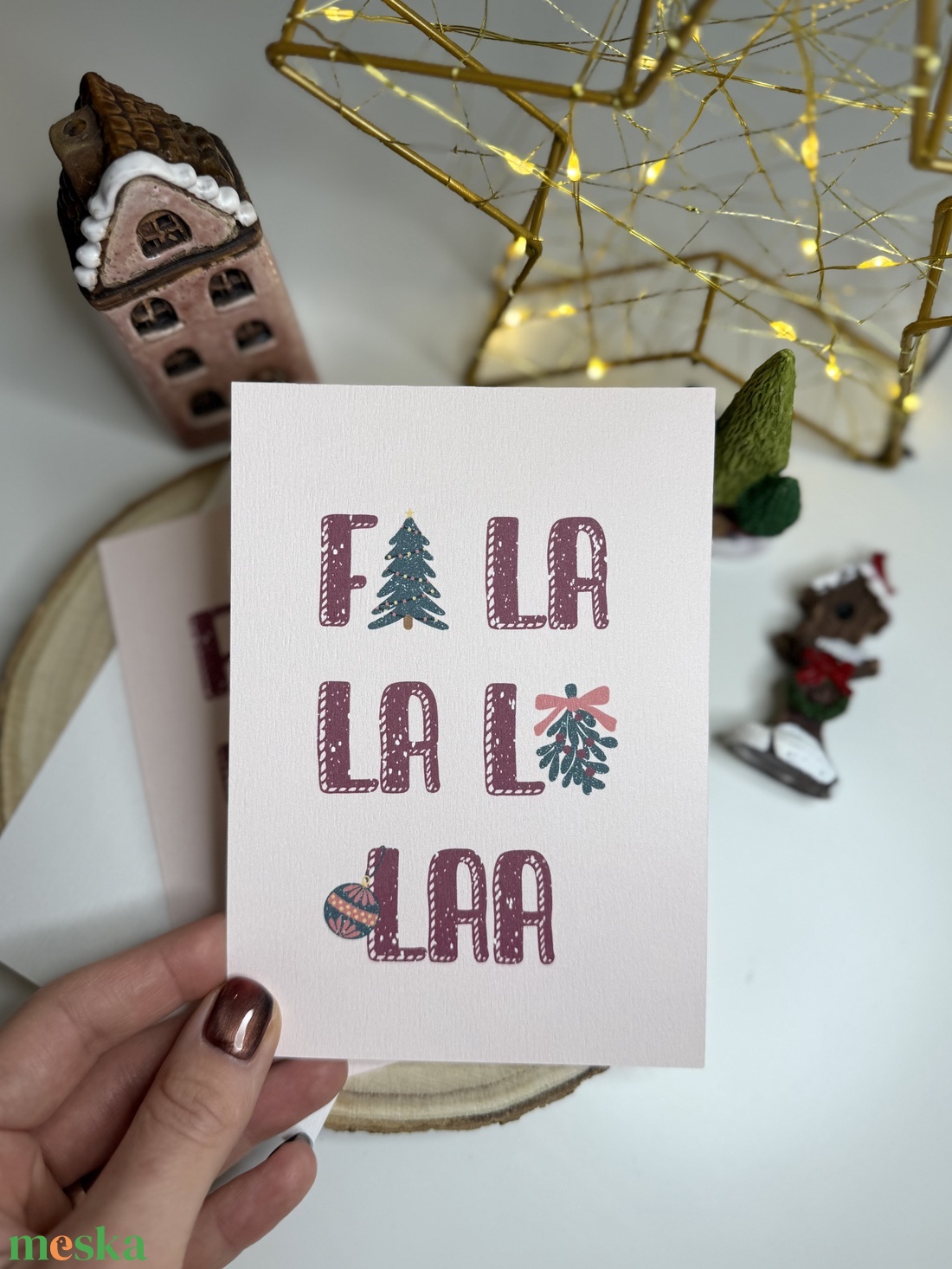 Fa la laa - képeslap  - karácsony - karácsonyi ajándékozás - karácsonyi képeslap, üdvözlőlap, ajándékkísérő - Meska.hu
