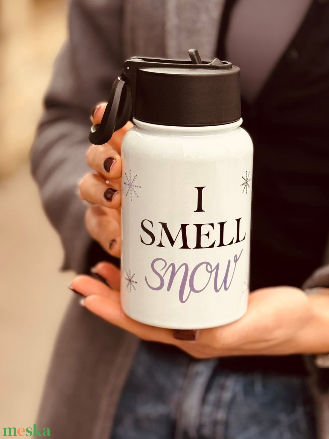 I smell snow - rozsdamentes acél kulacs  - otthon & életmód - konyhafelszerelés, tálalás - italos kellékek - kulacsok - Meska.hu