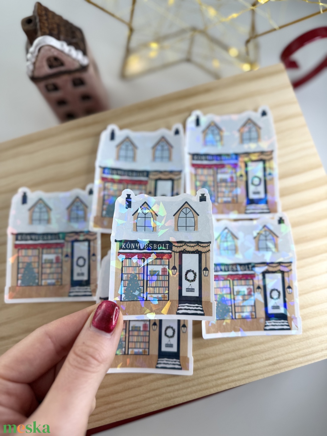 Téli könyvesbolt - vinyl matrica  - otthon & életmód - papír, írószer - matrica, matrica csomag - Meska.hu