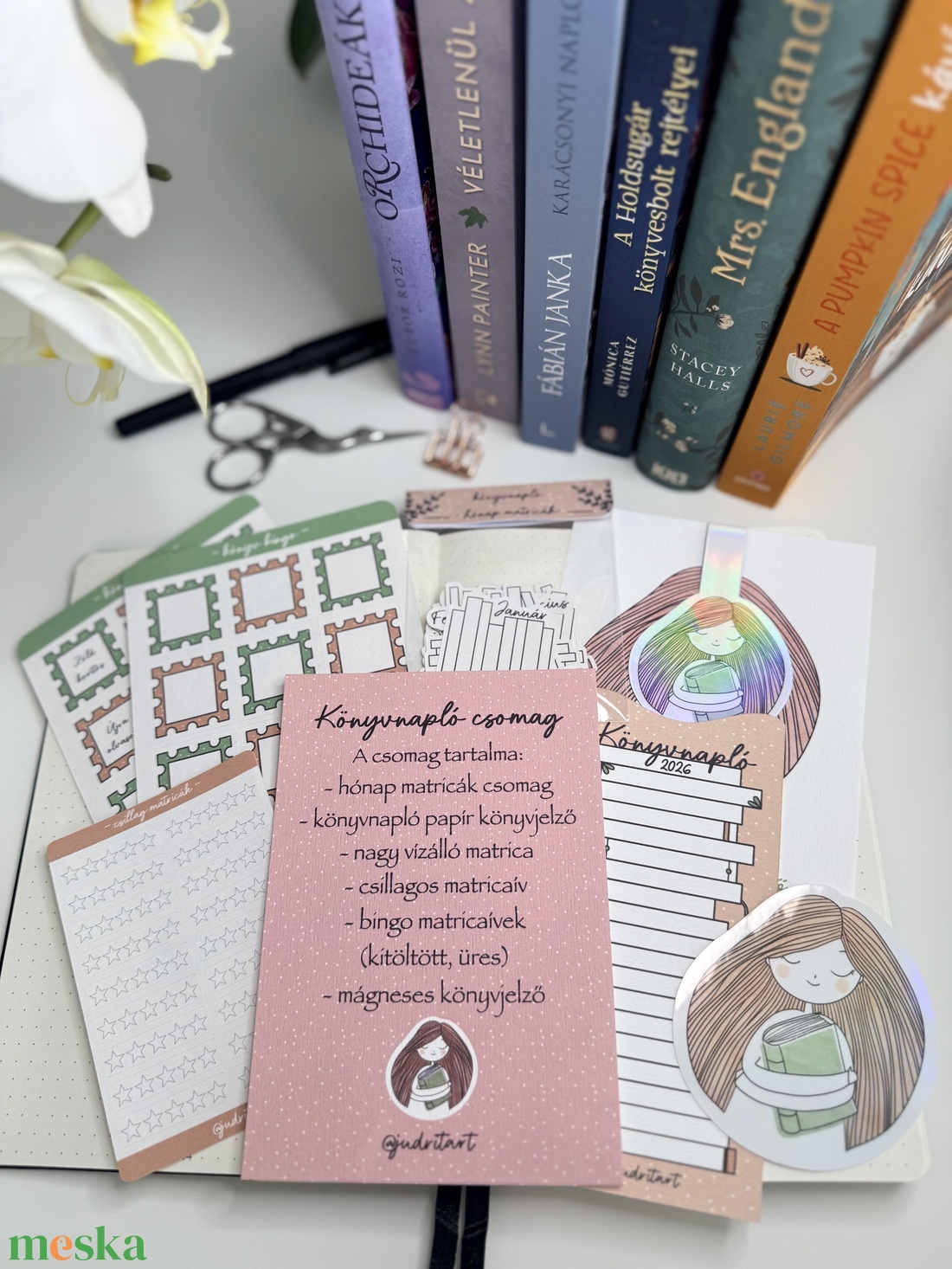 Könyvnapló - csomag  - otthon & életmód - papír, írószer - matrica, matrica csomag - Meska.hu