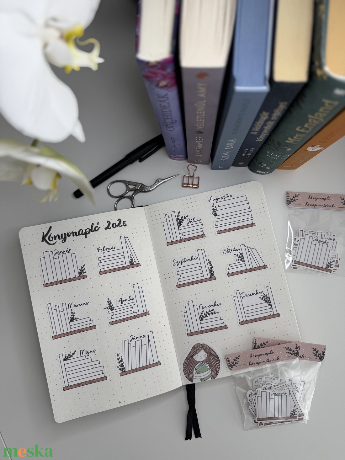 Könyvnapló - csomag  - otthon & életmód - papír, írószer - matrica, matrica csomag - Meska.hu