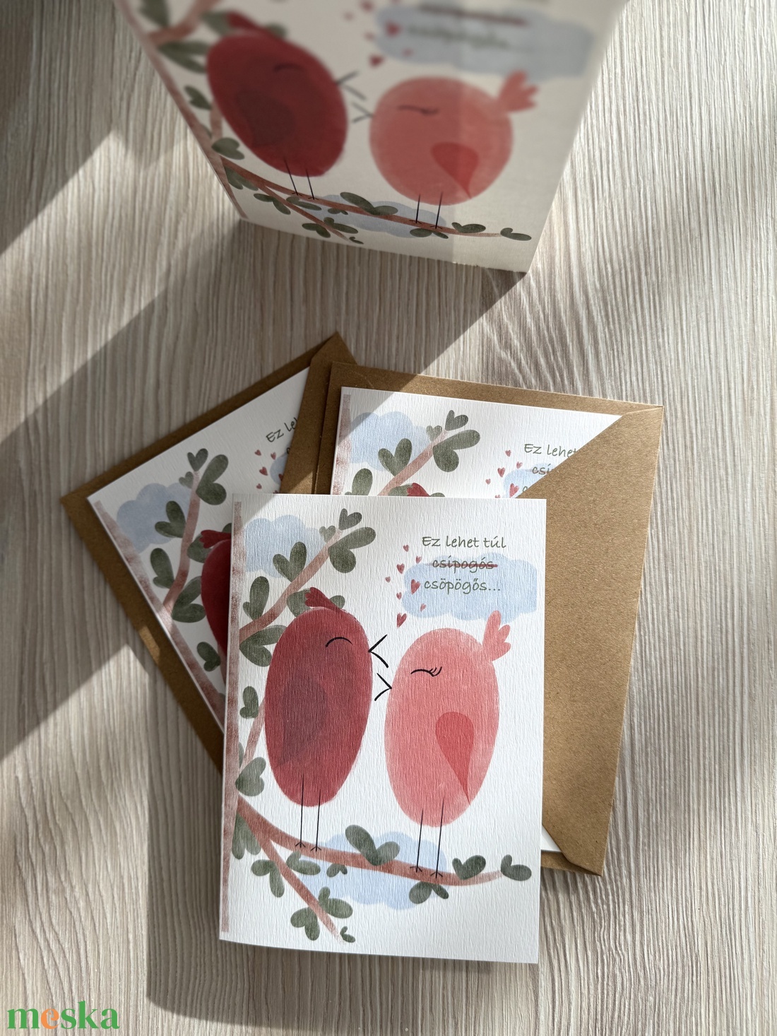 Szerelmes madárkák - képeslap  - otthon & életmód - papír, írószer - ajándékozás kellékei - képeslap, üdvözlőlap - Meska.hu