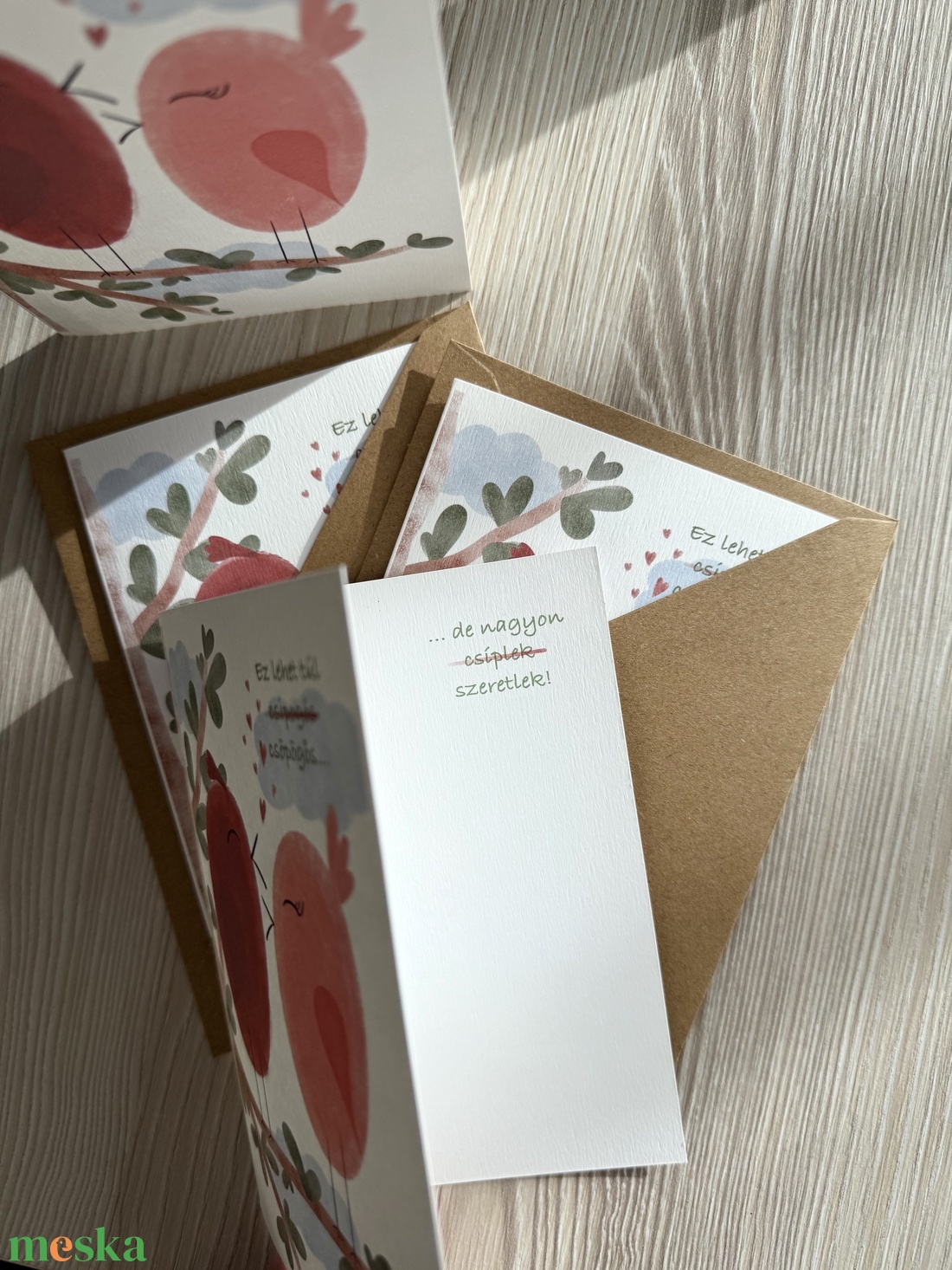 Szerelmes madárkák - képeslap  - otthon & életmód - papír, írószer - ajándékozás kellékei - képeslap, üdvözlőlap - Meska.hu
