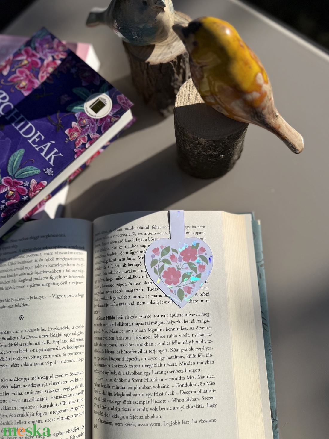 Virágszív - mágneses könyvjelző  - könyv & zene - könyvjelző - Meska.hu