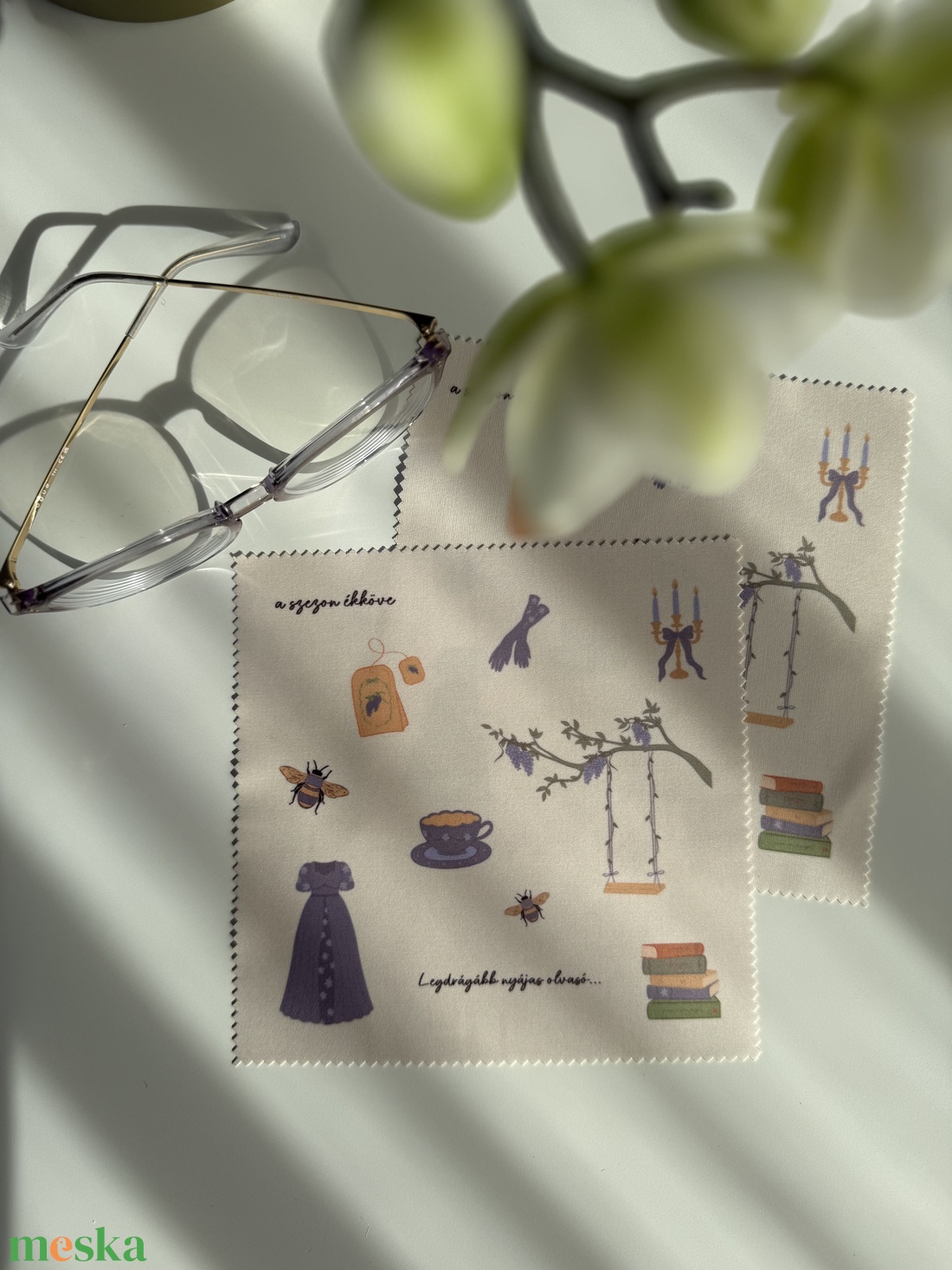 Bridgerton hangulat - szemüvegtörlő kendő  - táska & tok - pénztárca & más tok - szemüvegtok - Meska.hu