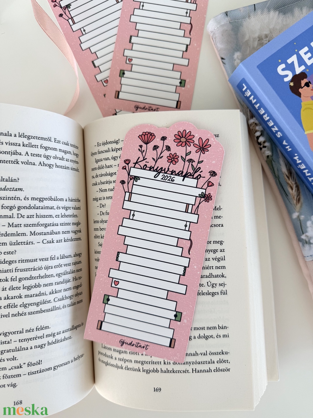 Könyvnapló - tavaszi papír könyvjelző  - könyv & zene - könyvjelző - Meska.hu