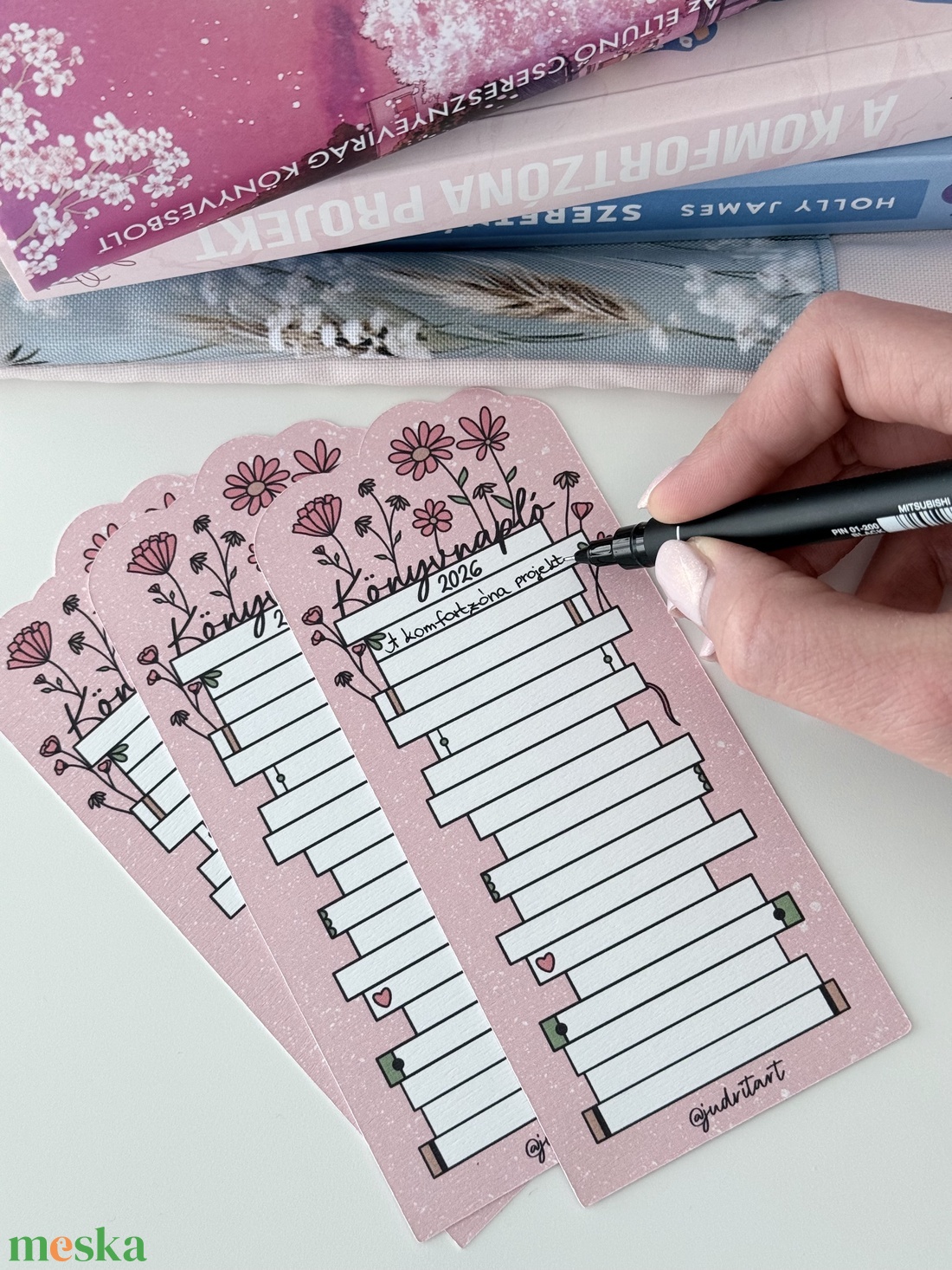 Könyvnapló - tavaszi papír könyvjelző  - könyv & zene - könyvjelző - Meska.hu