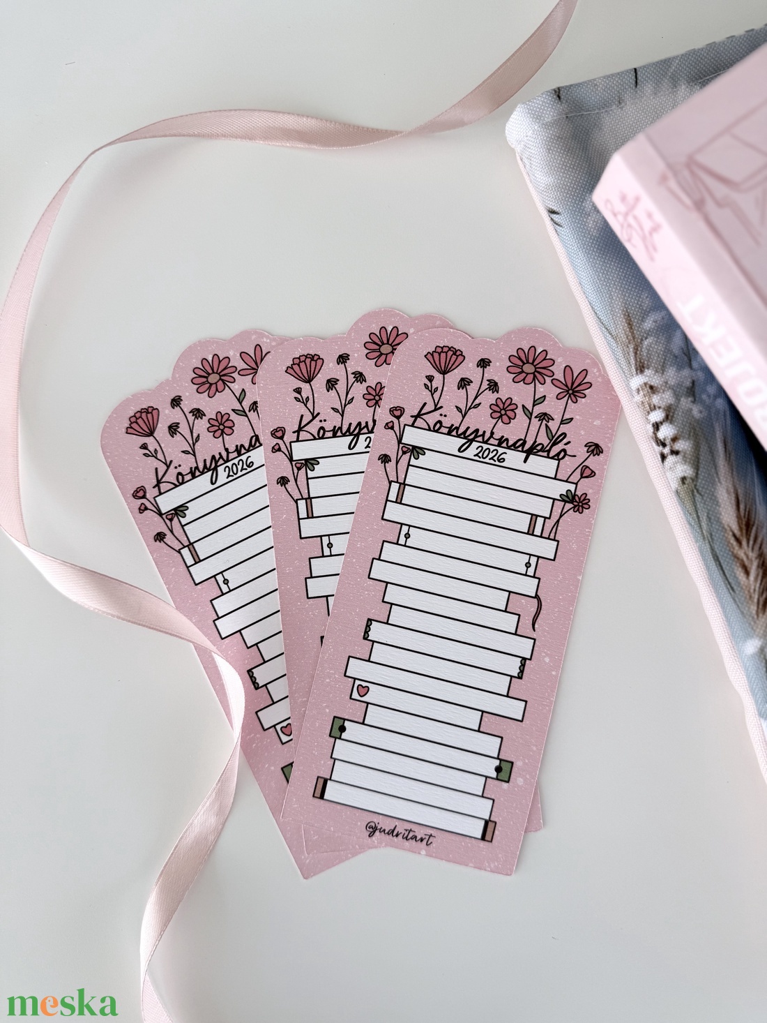 Könyvnapló - tavaszi papír könyvjelző  - könyv & zene - könyvjelző - Meska.hu