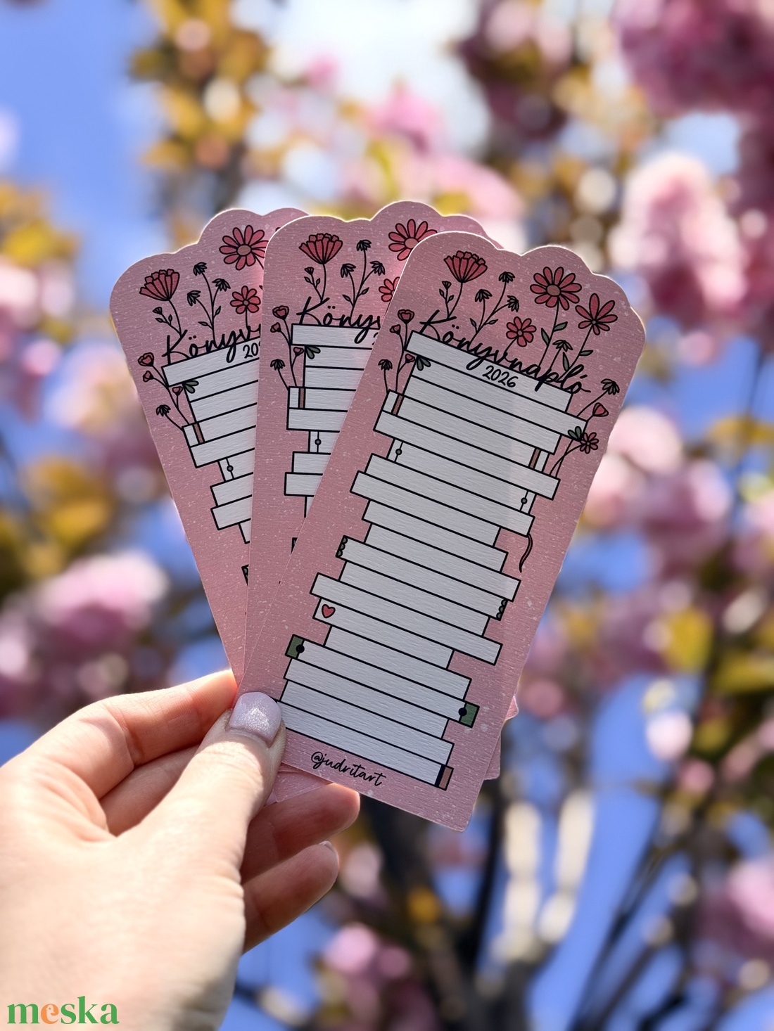 Könyvnapló - tavaszi papír könyvjelző  - könyv & zene - könyvjelző - Meska.hu