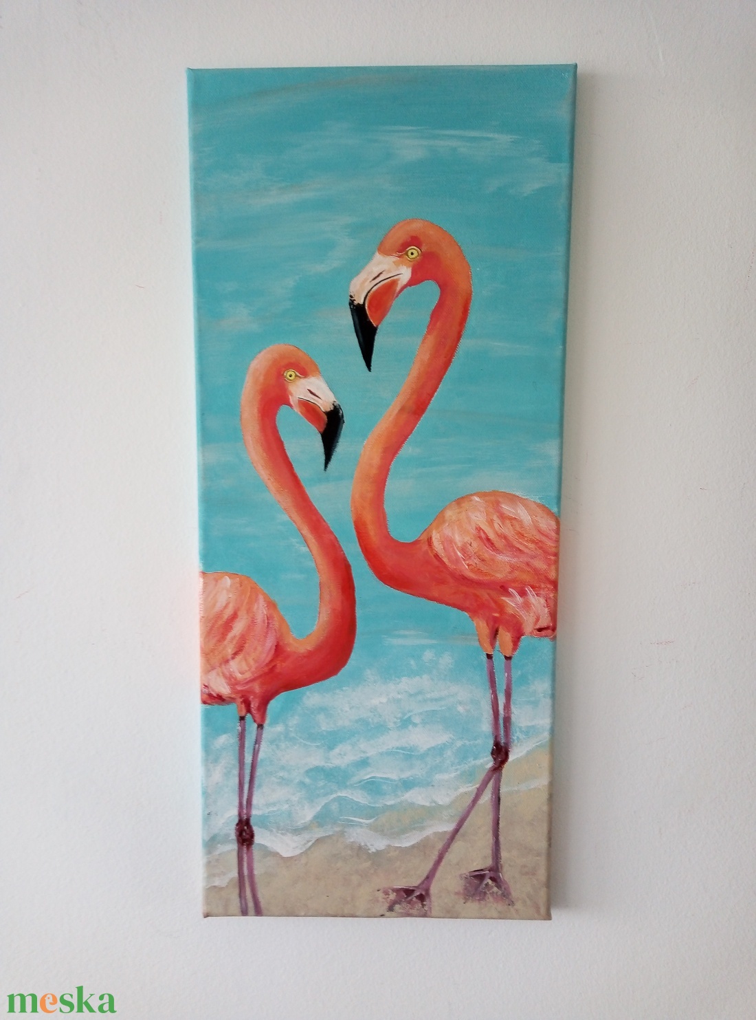 Flamingó festmény - művészet - festmény - akril - Meska.hu