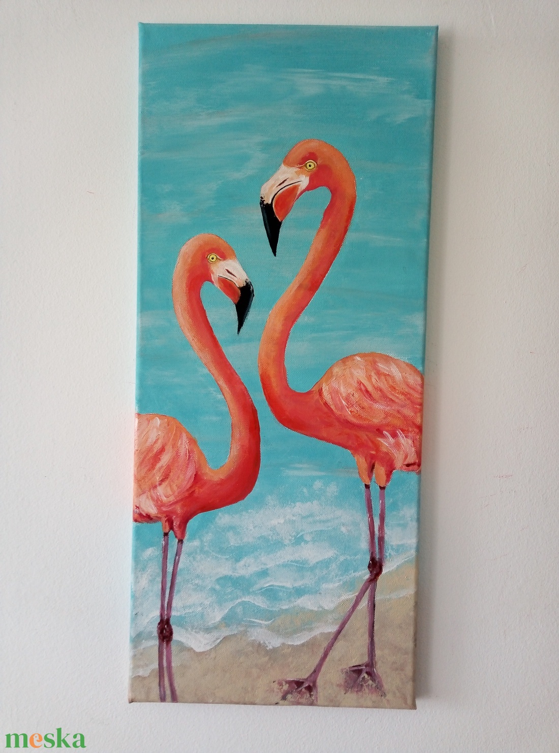 Flamingó festmény - művészet - festmény - akril - Meska.hu