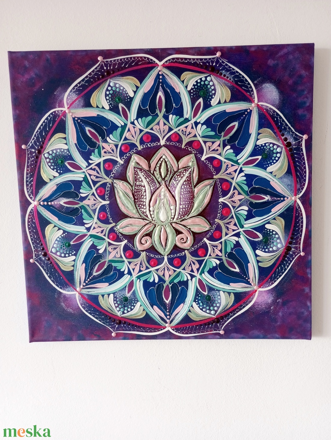 Lila Lótusz Mandala - művészet - festmény - akril - Meska.hu