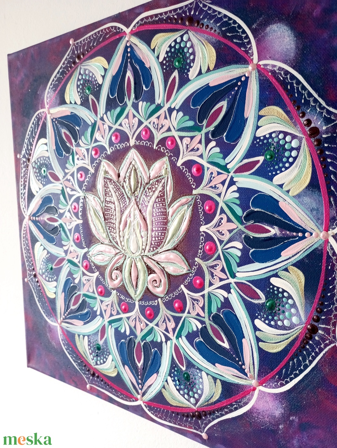 Lila Lótusz Mandala - művészet - festmény - akril - Meska.hu