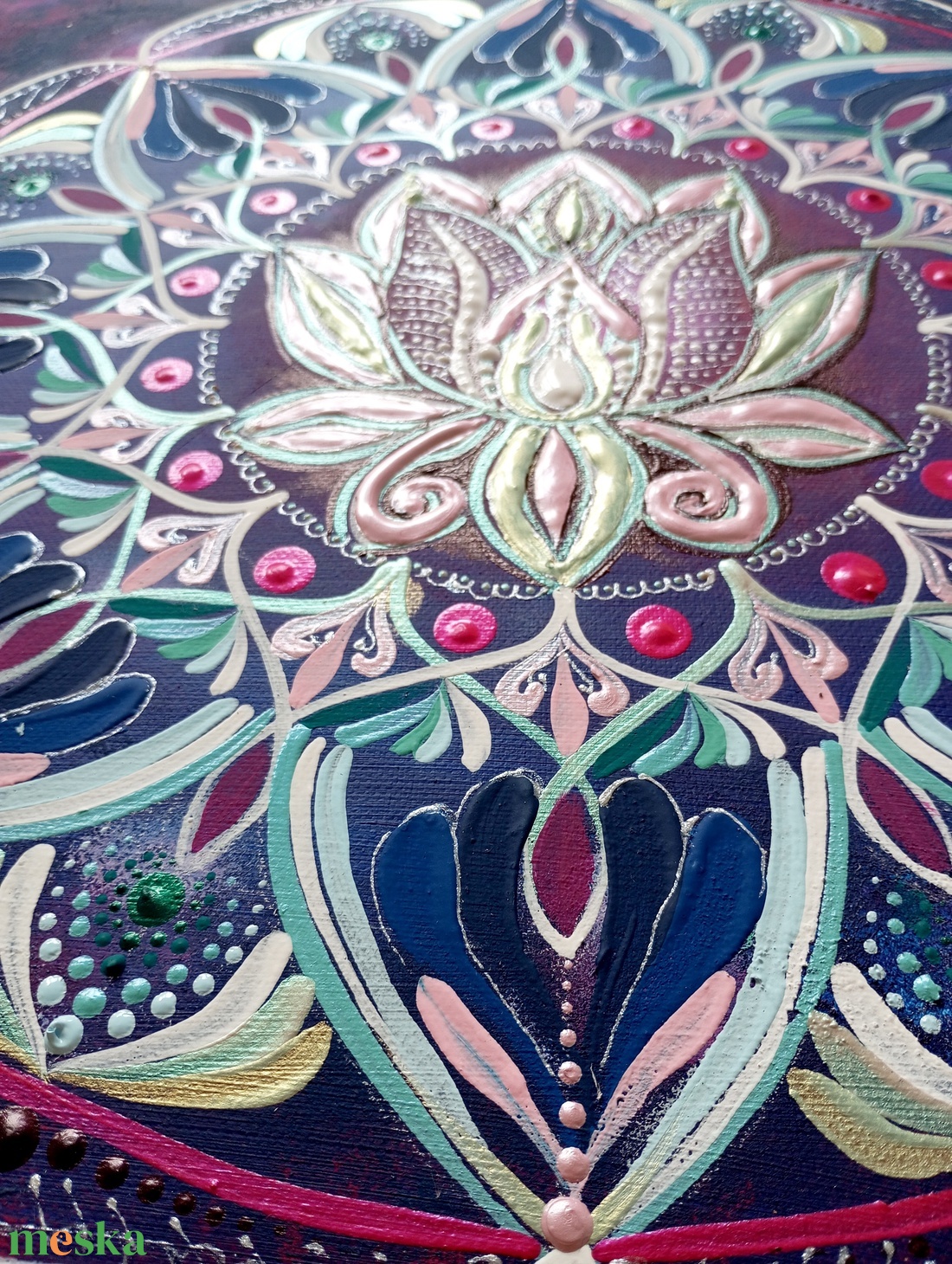 Lila Lótusz Mandala - művészet - festmény - akril - Meska.hu