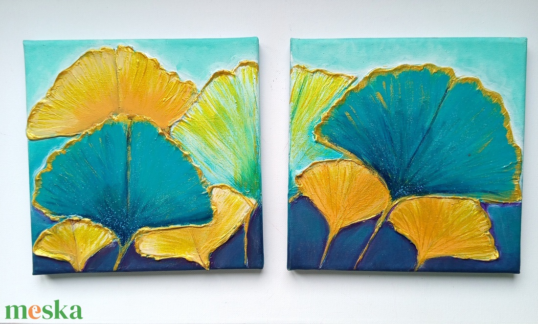 Ginkgo Biloba páros festmény  - művészet - festmény - akril - Meska.hu