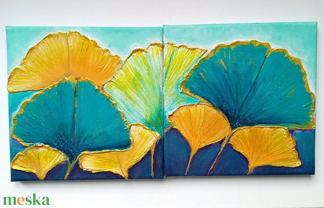 Ginkgo Biloba páros festmény  - művészet - festmény - akril - Meska.hu