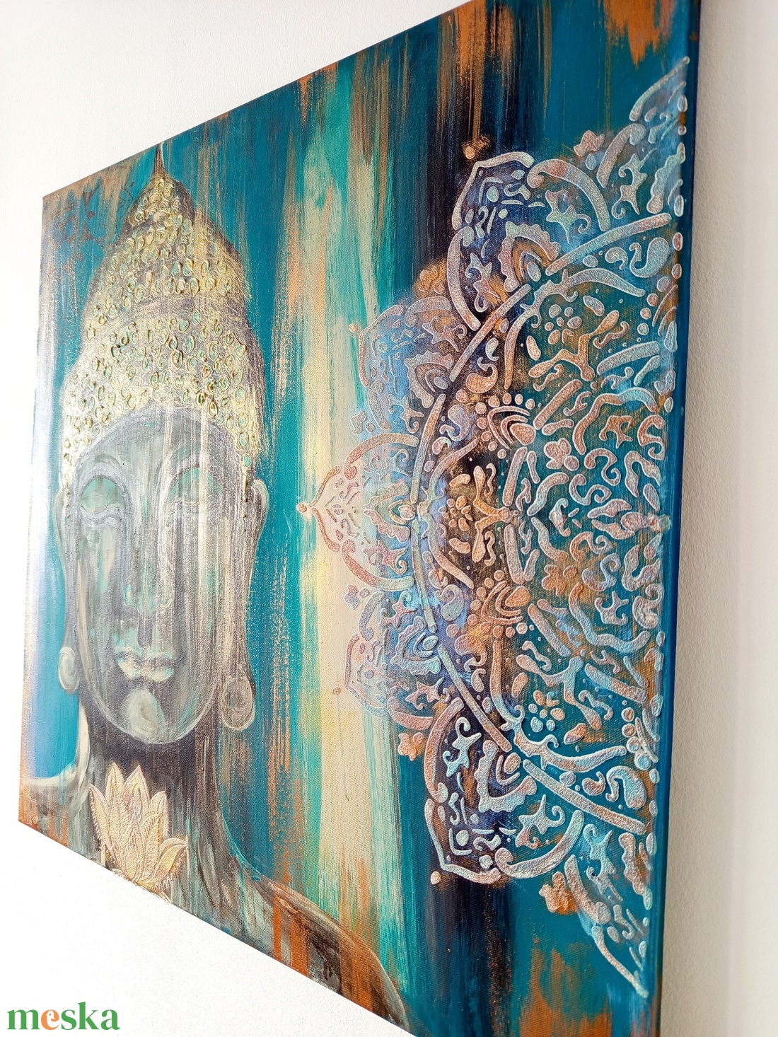 Buddha strukturált festmény  - művészet - festmény - akril - Meska.hu