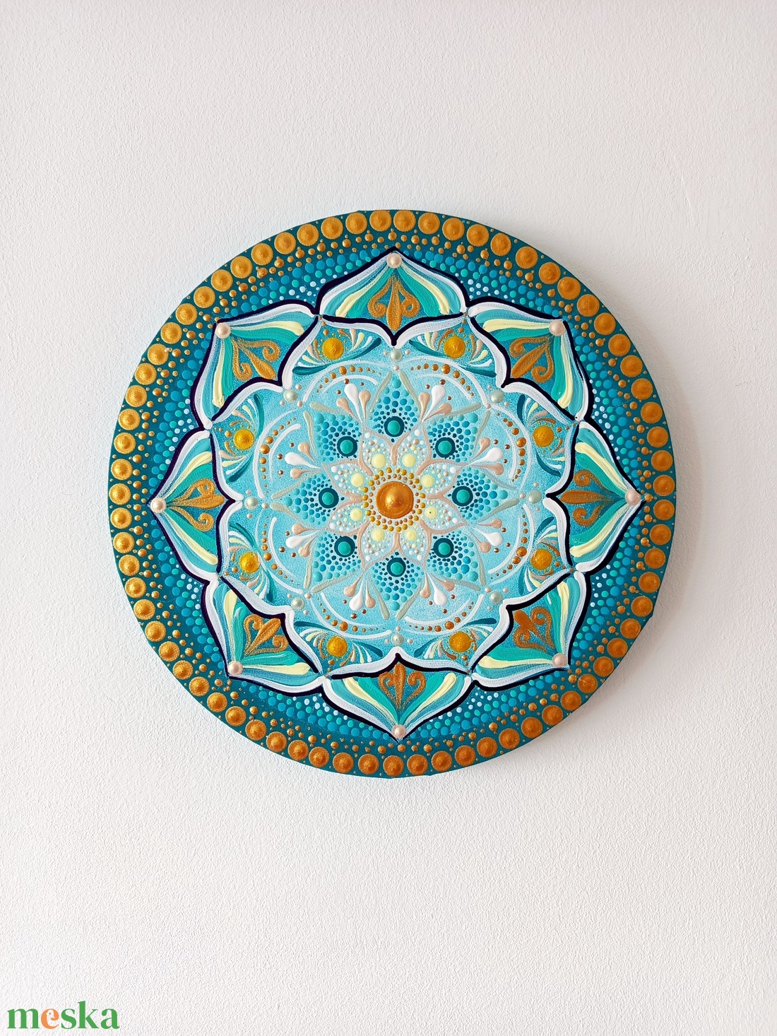 Arany Türkiz Harmónia - művészet - festmény - akril - Meska.hu