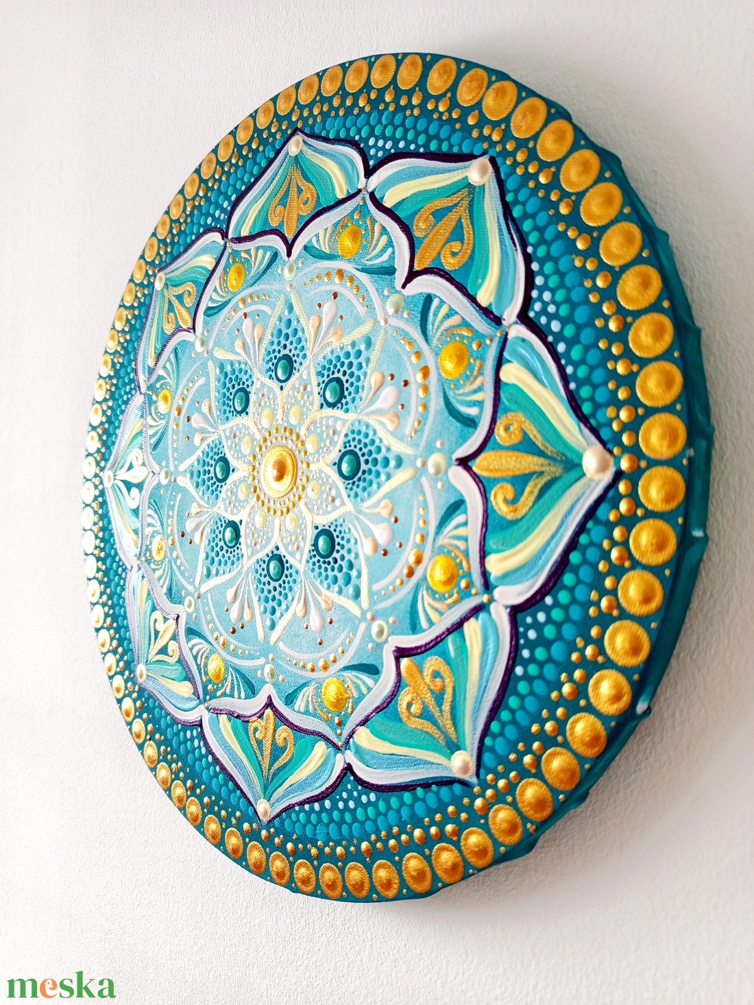 Arany Türkiz Harmónia - művészet - festmény - akril - Meska.hu