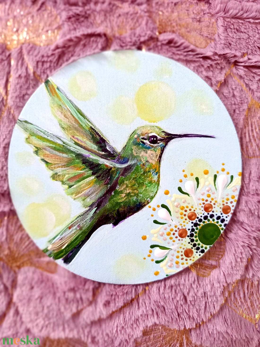 Kolibri hűtőmágnes  - művészet - festmény - akril - Meska.hu