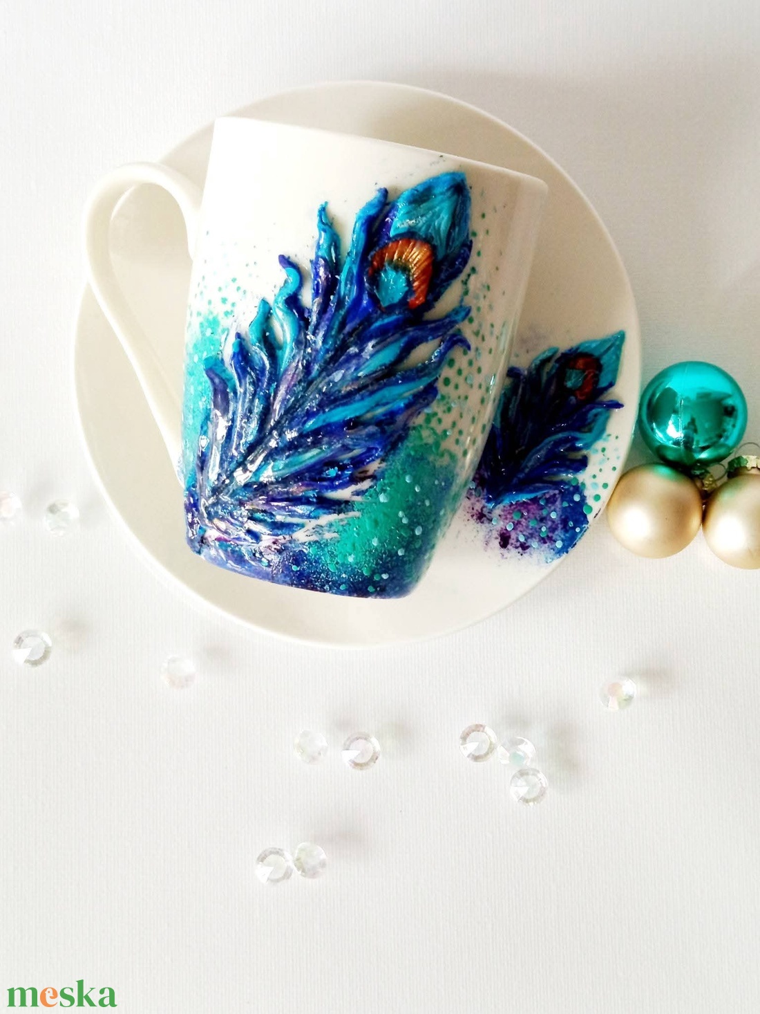 Pávatoll csésze szett - otthon & életmód - konyhafelszerelés, tálalás - tálalás - bögre & csésze - Meska.hu