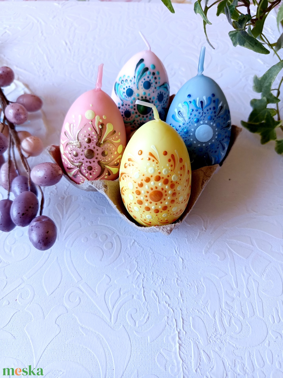 Mandala gyertya tojás  - kellékek & szerszámok - dekorációs kellékek - dekorációs gyertya - Meska.hu