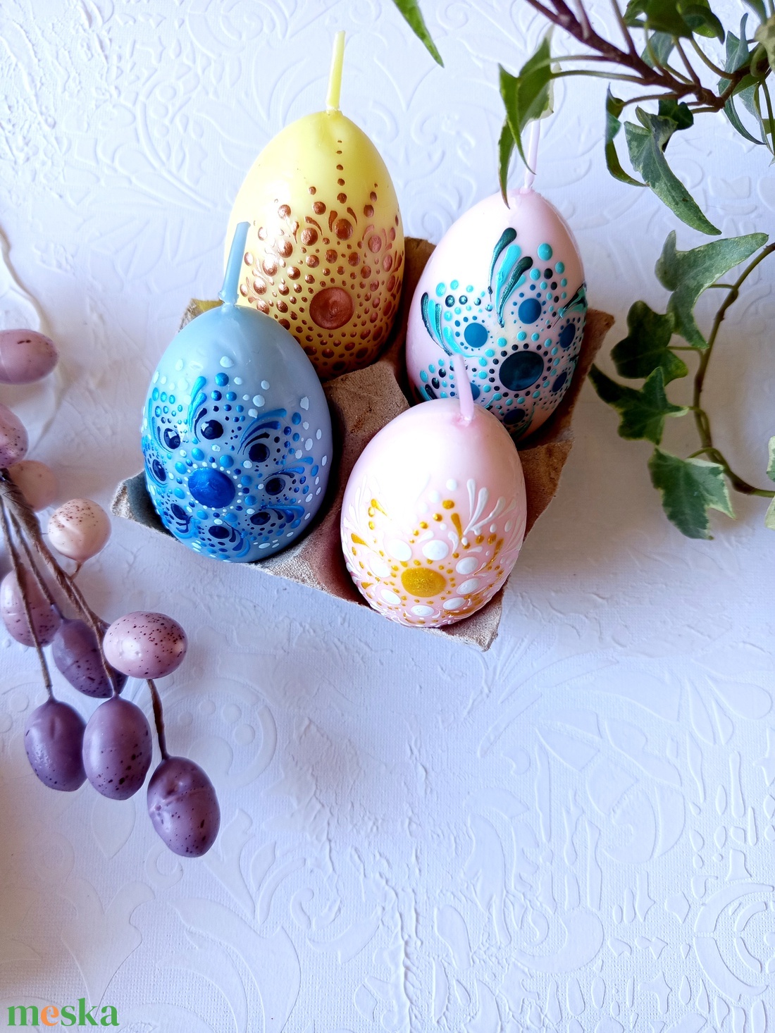 Mandala gyertya tojás  - kellékek & szerszámok - dekorációs kellékek - dekorációs gyertya - Meska.hu