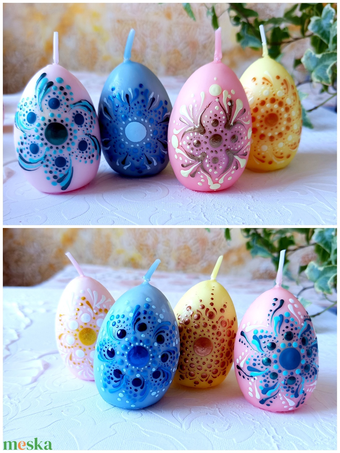 Mandala gyertya tojás  - kellékek & szerszámok - dekorációs kellékek - dekorációs gyertya - Meska.hu