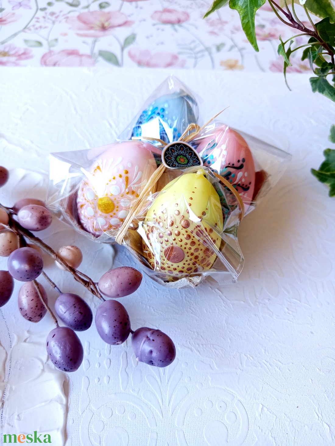 Mandala gyertya tojás  - kellékek & szerszámok - dekorációs kellékek - dekorációs gyertya - Meska.hu