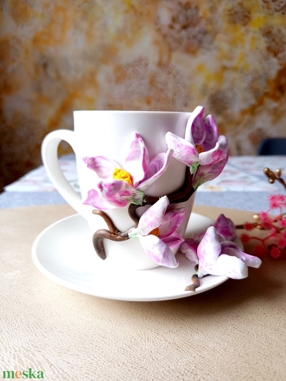 Magnólia Varázs csésze aljal - otthon & életmód - konyhafelszerelés, tálalás - tálalás - bögre & csésze - Meska.hu