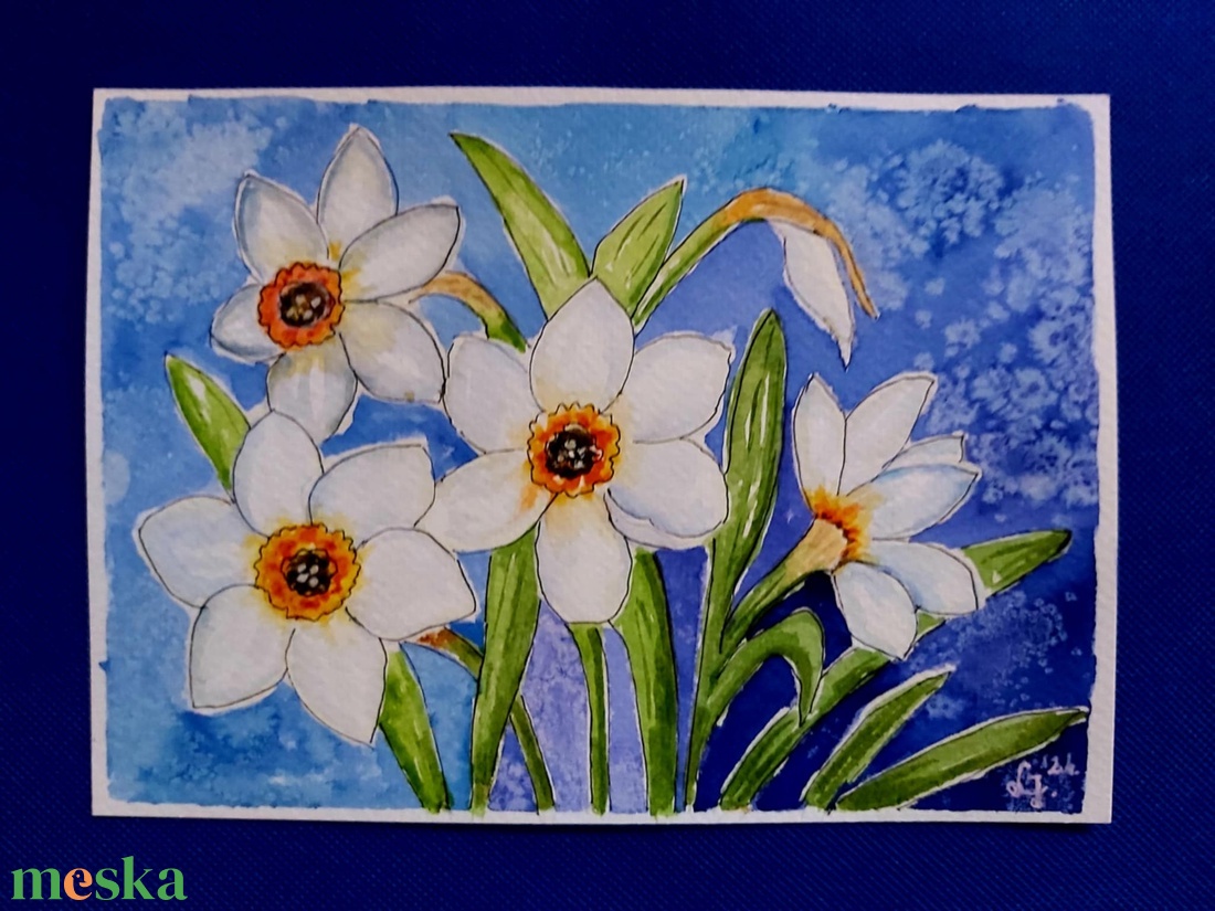 Nárciszok   - művészet - festmény - akvarell - Meska.hu