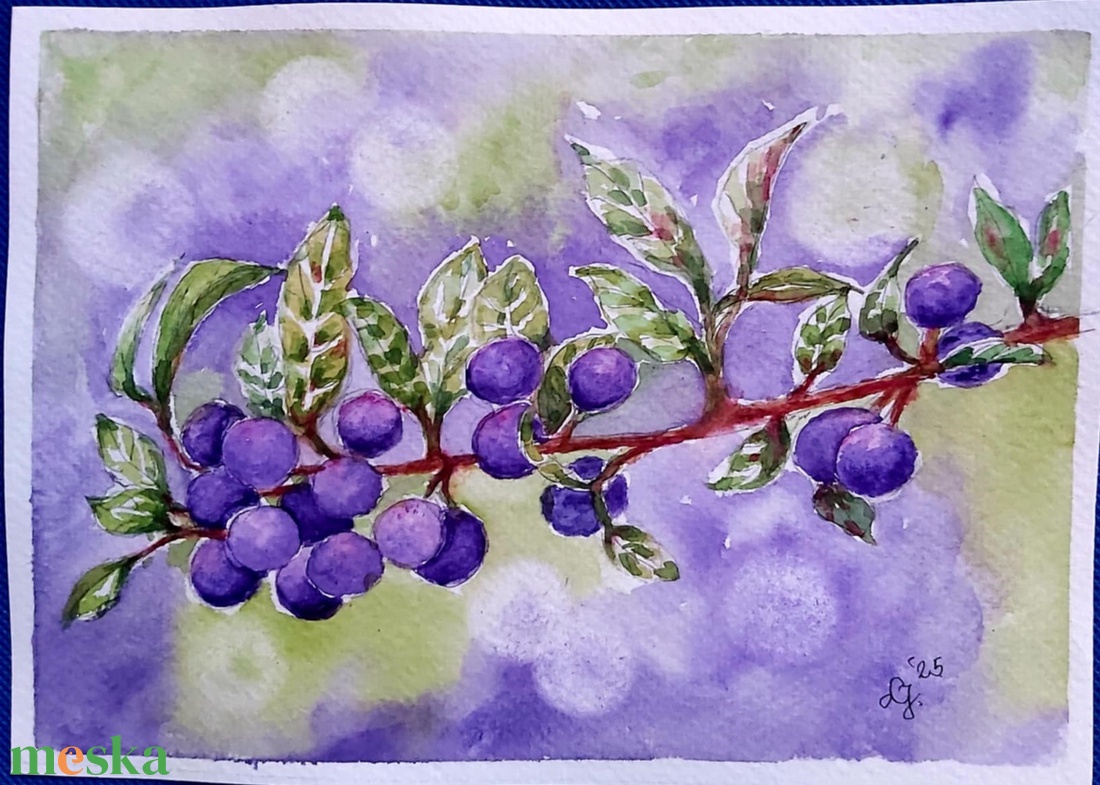 Kökény  - művészet - festmény - akvarell - Meska.hu