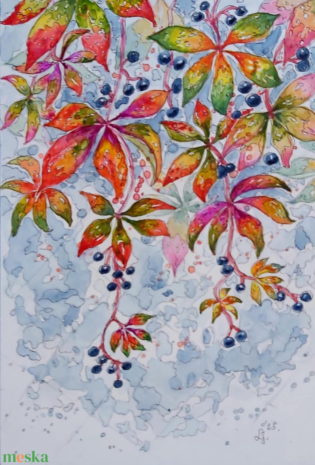 Vadszőlő  - művészet - festmény - akvarell - Meska.hu