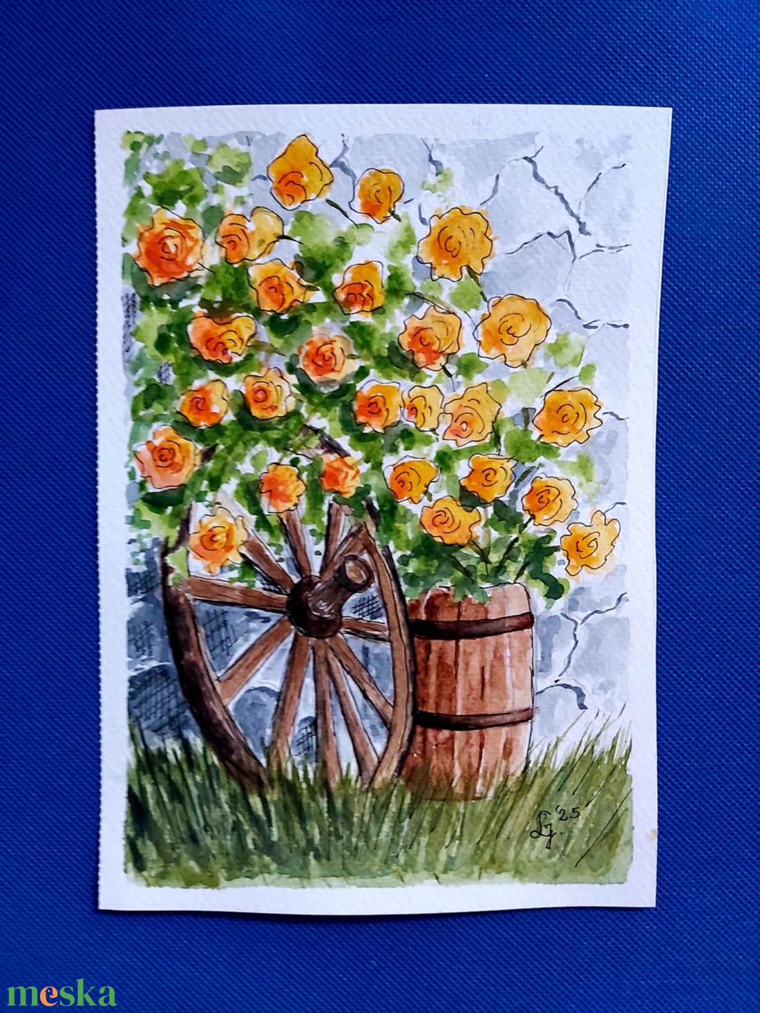 Sárga rózsák  - művészet - festmény - akvarell - Meska.hu