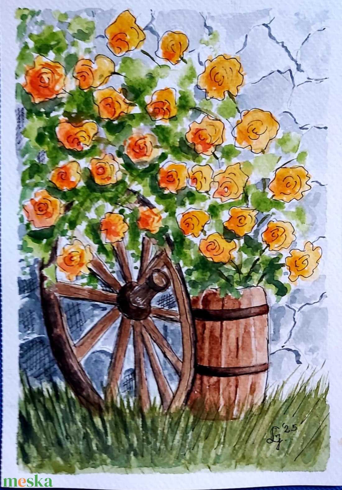 Sárga rózsák  - művészet - festmény - akvarell - Meska.hu