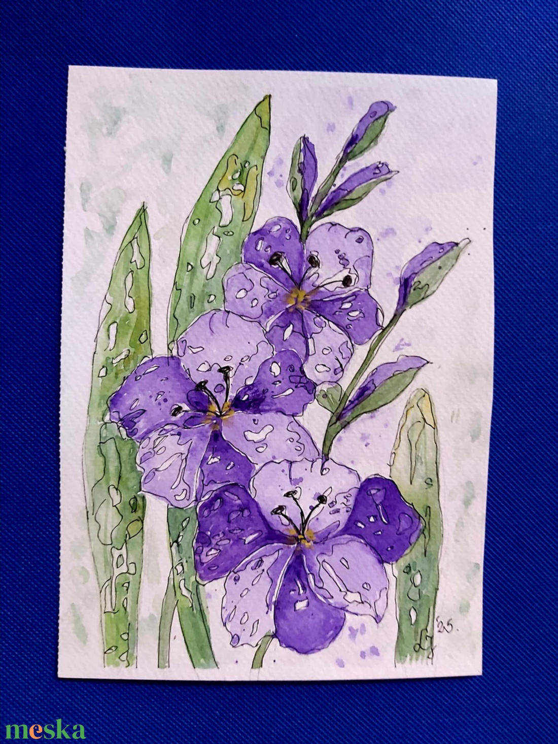 Lila kardvirágok - művészet - festmény - akvarell - Meska.hu