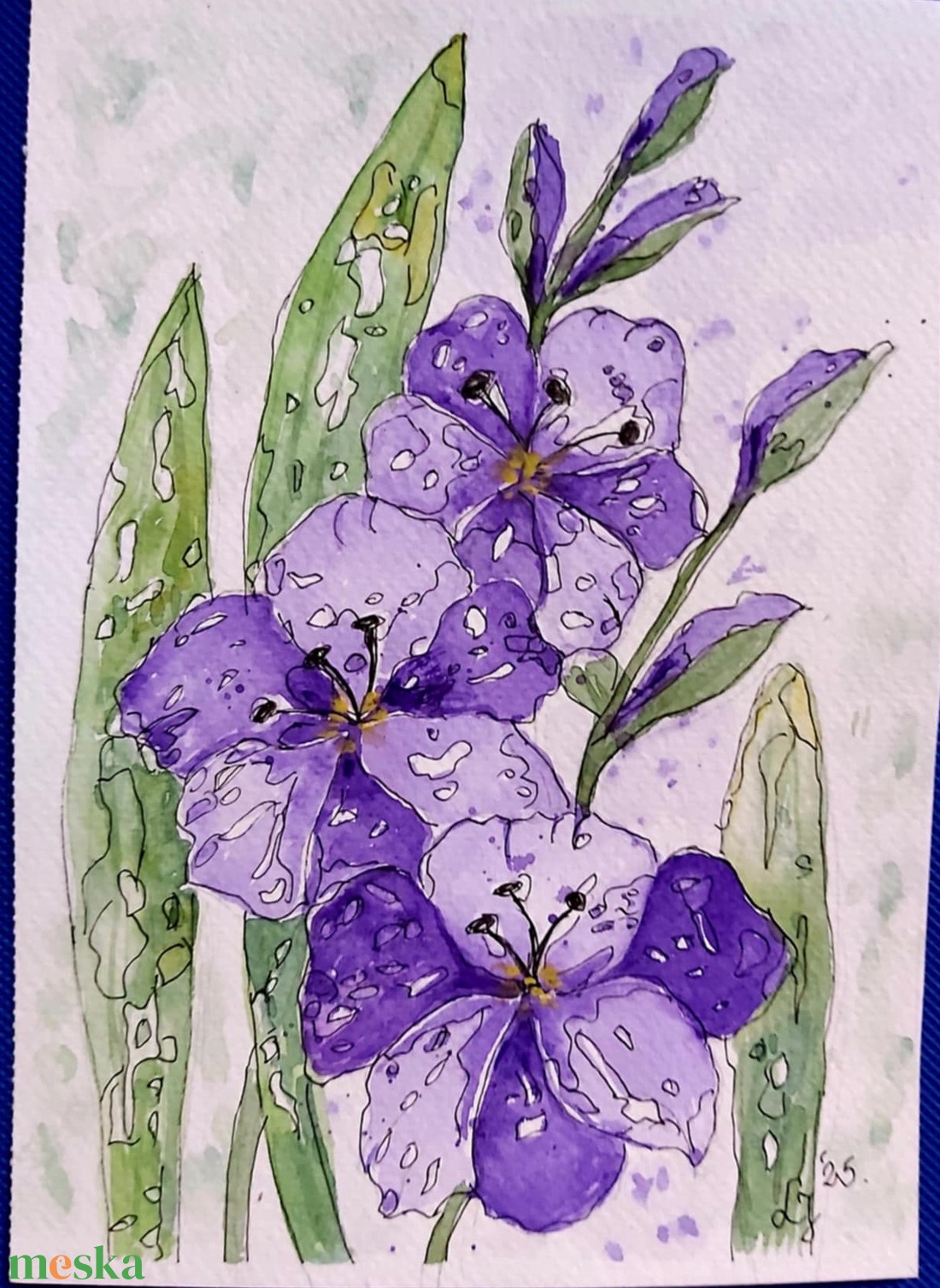 Lila kardvirágok - művészet - festmény - akvarell - Meska.hu
