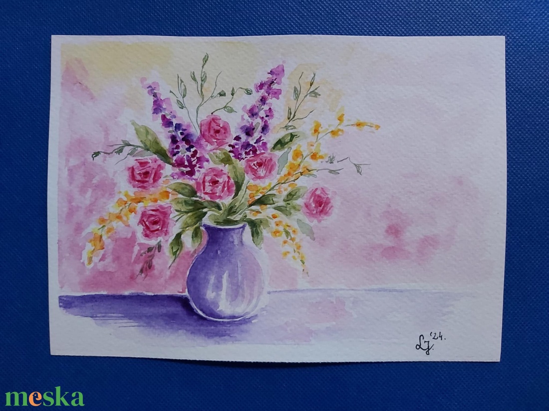 Tavaszi virágcsokor  - művészet - festmény - akvarell - Meska.hu