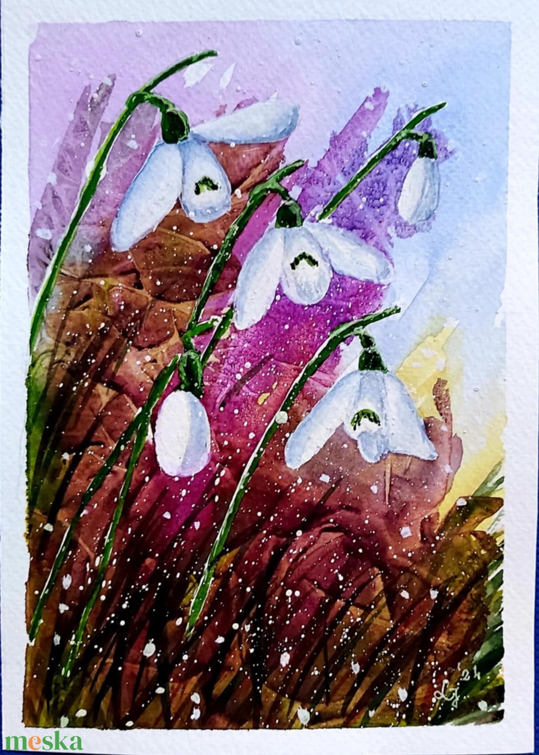 Hóvirágok  - művészet - festmény - akvarell - Meska.hu