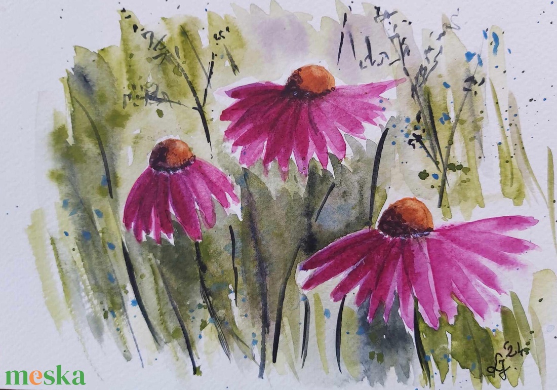 Kúpvirágok  akvarell  - művészet - festmény - akvarell - Meska.hu