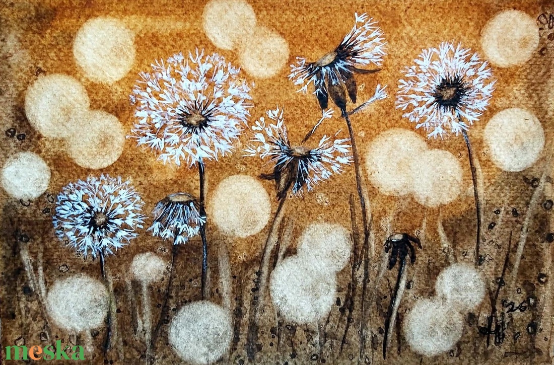 Pitypang akvarell - művészet - festmény - akvarell - Meska.hu